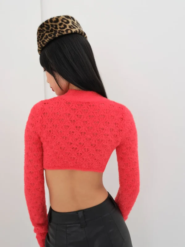 Hot For Love & Lemons Katana Cropped Sweater Red