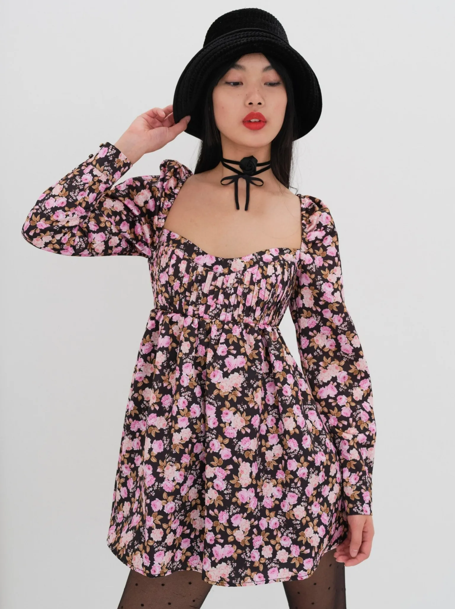 kate_long_sleeve_mini_dre_6.webp New For Love & Lemons Kate Long Sleeve Mini Dress Black