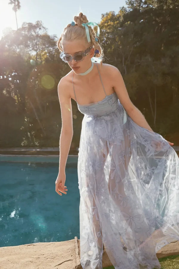 Flash Sale For Love & Lemons Kayla Maxi Dress Blue