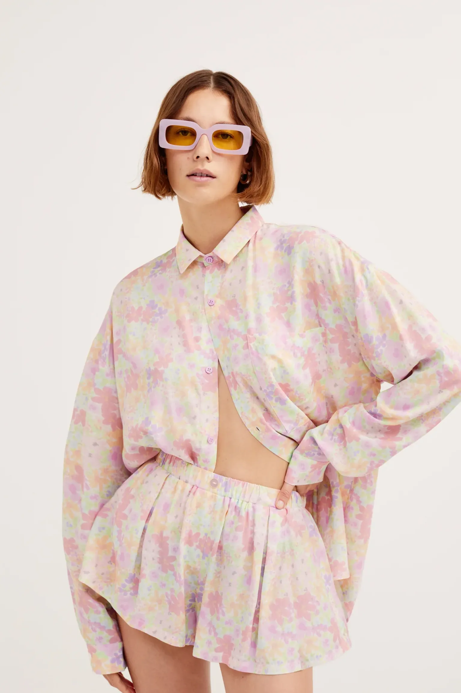 kennedy_button_up_top_2.webp Cheap For Love & Lemons Kennedy Button Up Top Pink