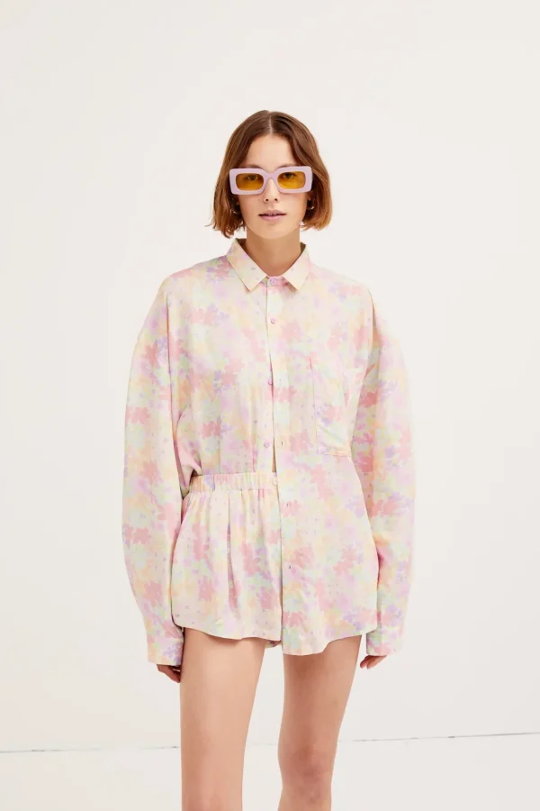 Cheap For Love & Lemons Kennedy Button Up Top Pink