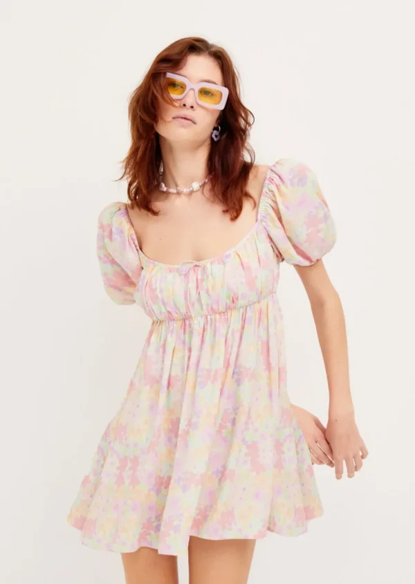 New For Love & Lemons Kennedy Mini Dress Pink