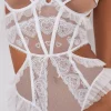 Flash Sale For Love & Lemons Lace Heart Embroidery Teddy White