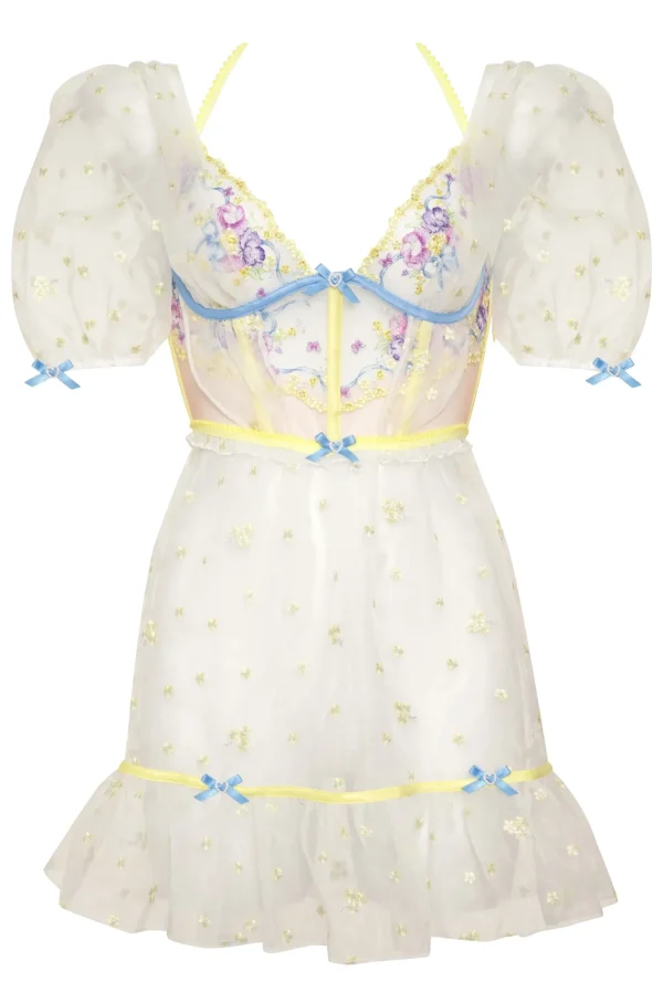 Cheap For Love & Lemons Lavender Meadows Embroidery Slip Dress Yellow