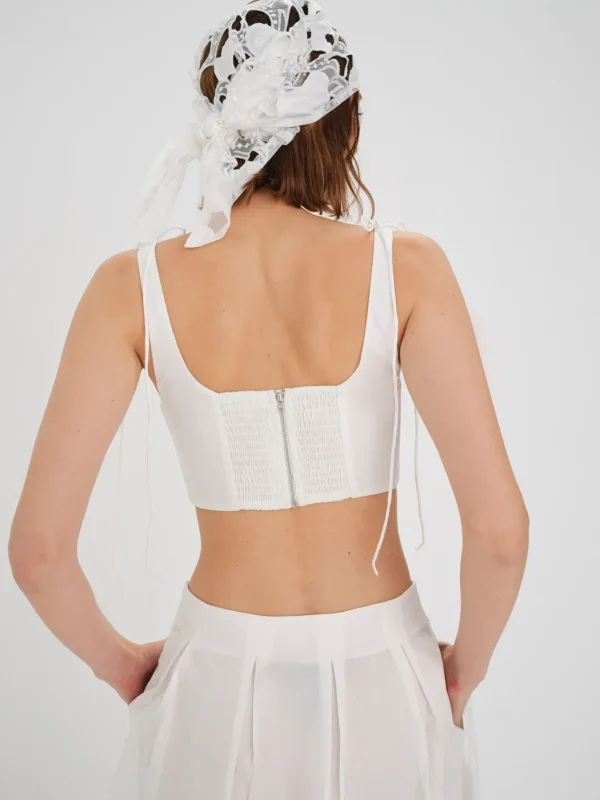 New For Love & Lemons Layla Crop Top White