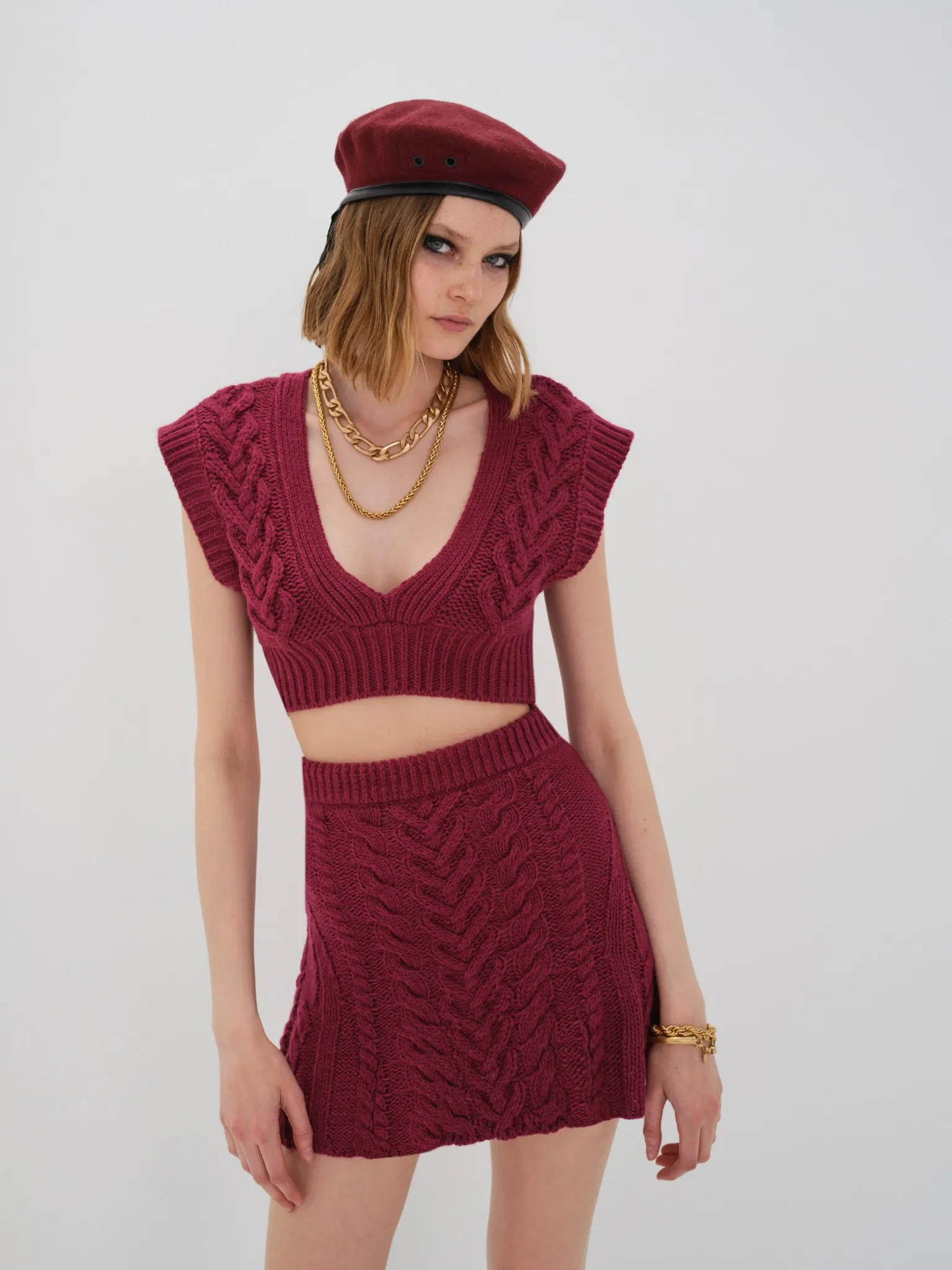 layton_mini_skirt_0.webp Store For Love & Lemons Layton Mini Skirt Red