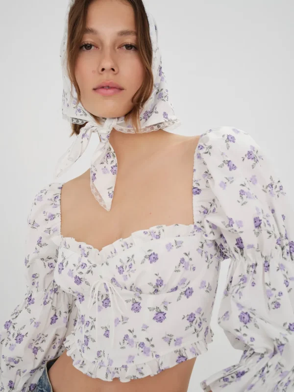 Discount For Love & Lemons Leslie Blouse White