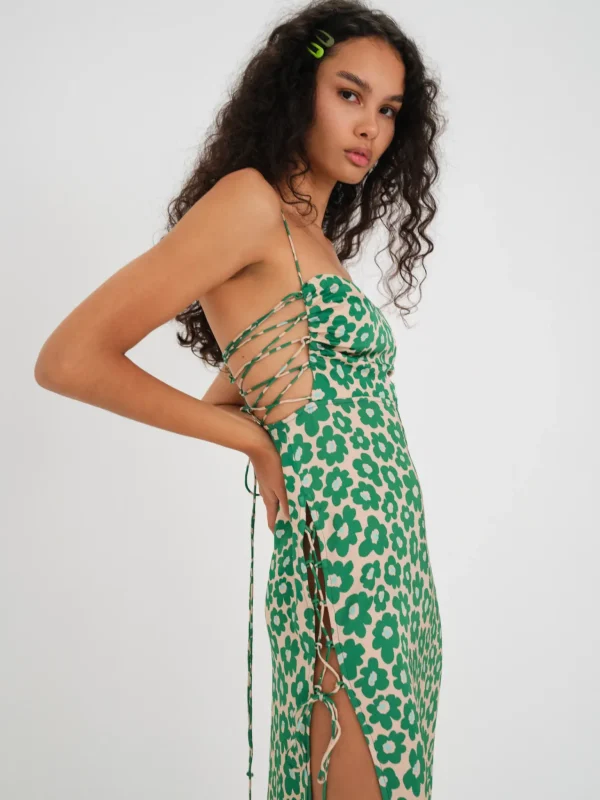 Store For Love & Lemons Lincoln Midi Dress Green