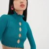 Fashion For Love & Lemons Lorelei Cropped Sweater Blue