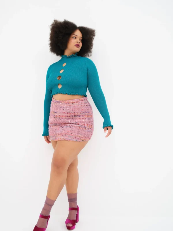 Fashion For Love & Lemons Lorelei Cropped Sweater Blue