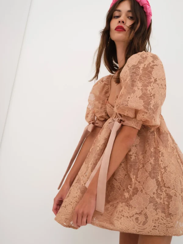 Cheap For Love & Lemons Louisa Mini Dress Neutral