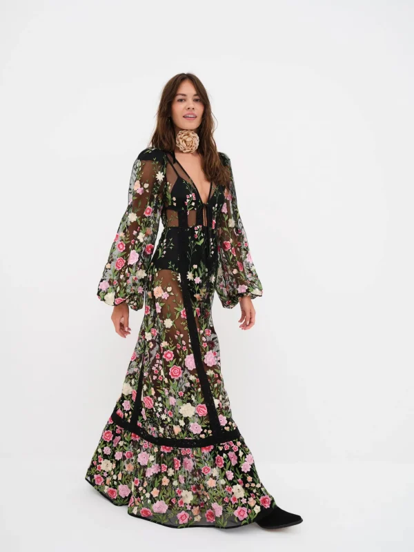 Flash Sale For Love & Lemons Luna Maxi Dress Black