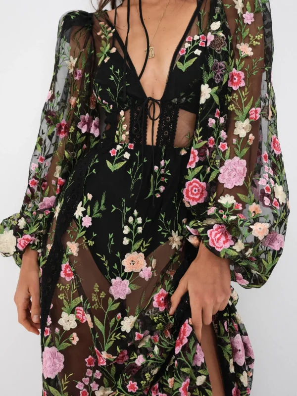 Flash Sale For Love & Lemons Luna Maxi Dress Black