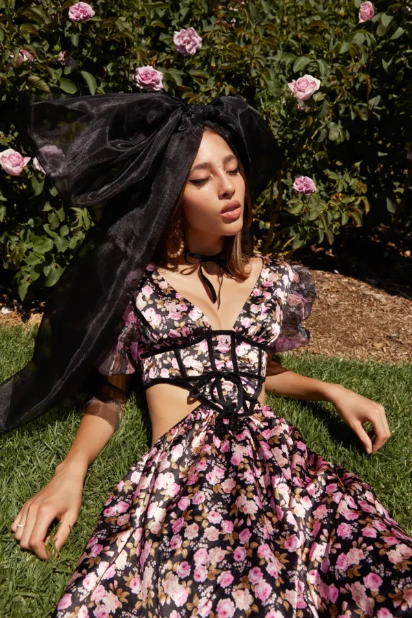 Hot For Love & Lemons Maddison Midi Dress Black