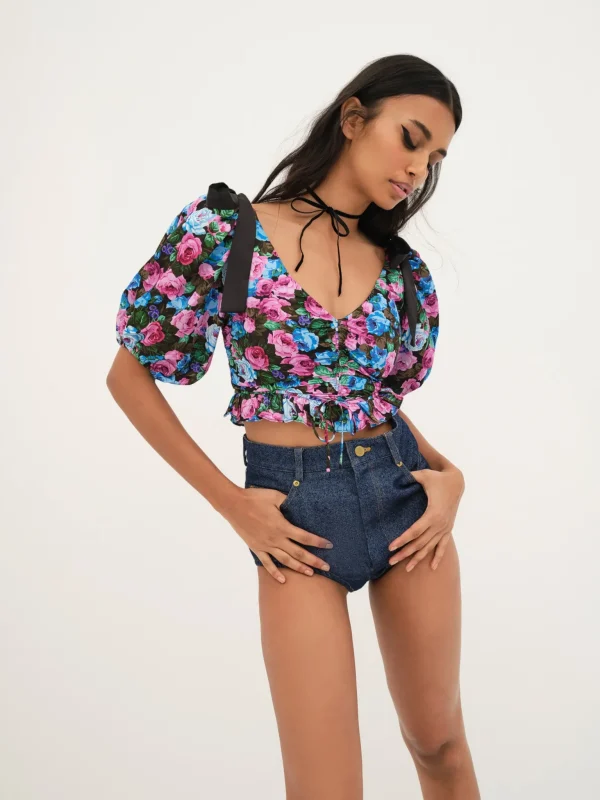 Outlet For Love & Lemons Maggie Top Blue