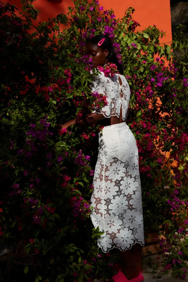 Discount For Love & Lemons Malika Midi Skirt White
