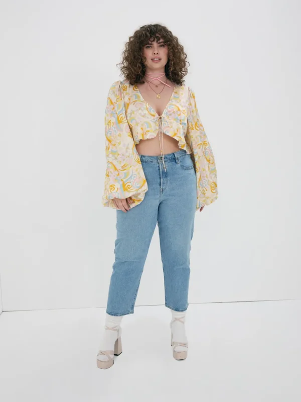 Best Sale For Love & Lemons Marcia Crop Top Yellow