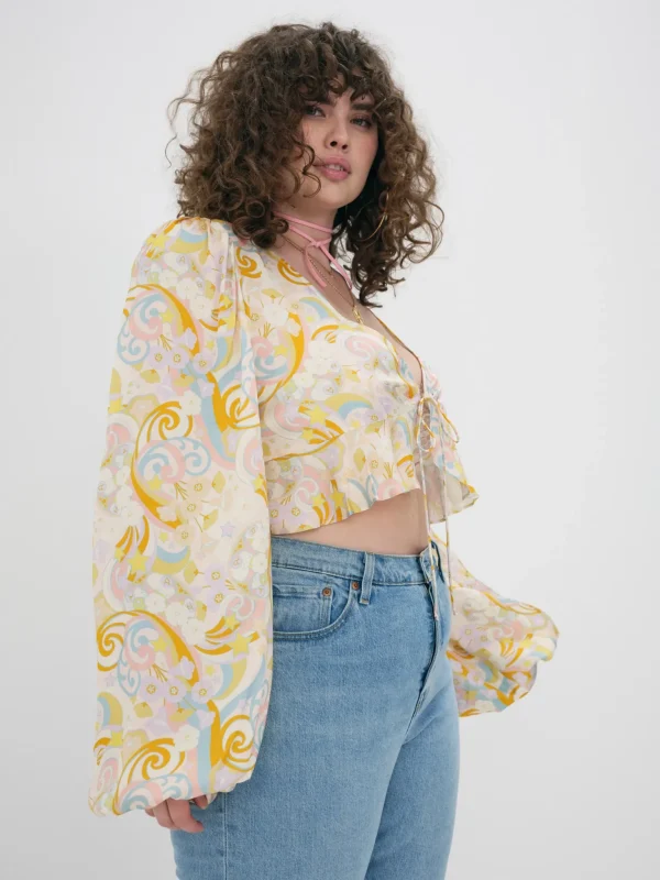 Best Sale For Love & Lemons Marcia Crop Top Yellow