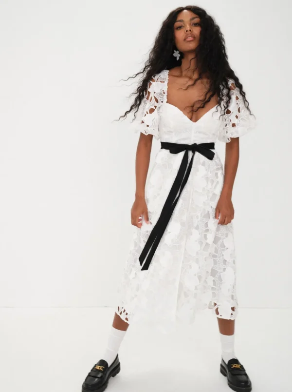 New For Love & Lemons Marlene Midi Dress White