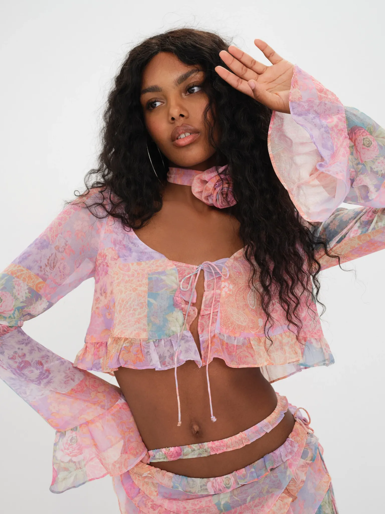 mavis_crop_blouse_0.webp Store For Love & Lemons Mavis Crop Blouse Multi