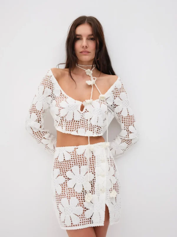 Best For Love & Lemons Natasha Coverup Top White