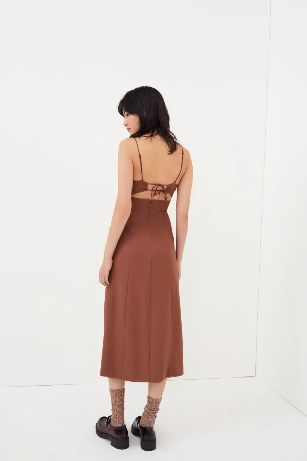 Best For Love & Lemons Natasha Midi Dress Neutral