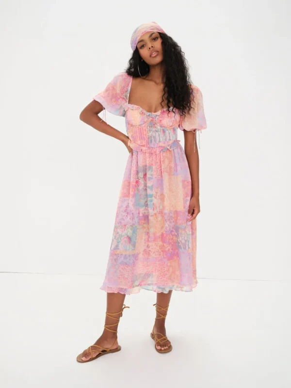 Flash Sale For Love & Lemons Odessa Midi Dress Multi