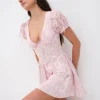Discount For Love & Lemons Paulina Puff Sleeve Mini Dress Pink