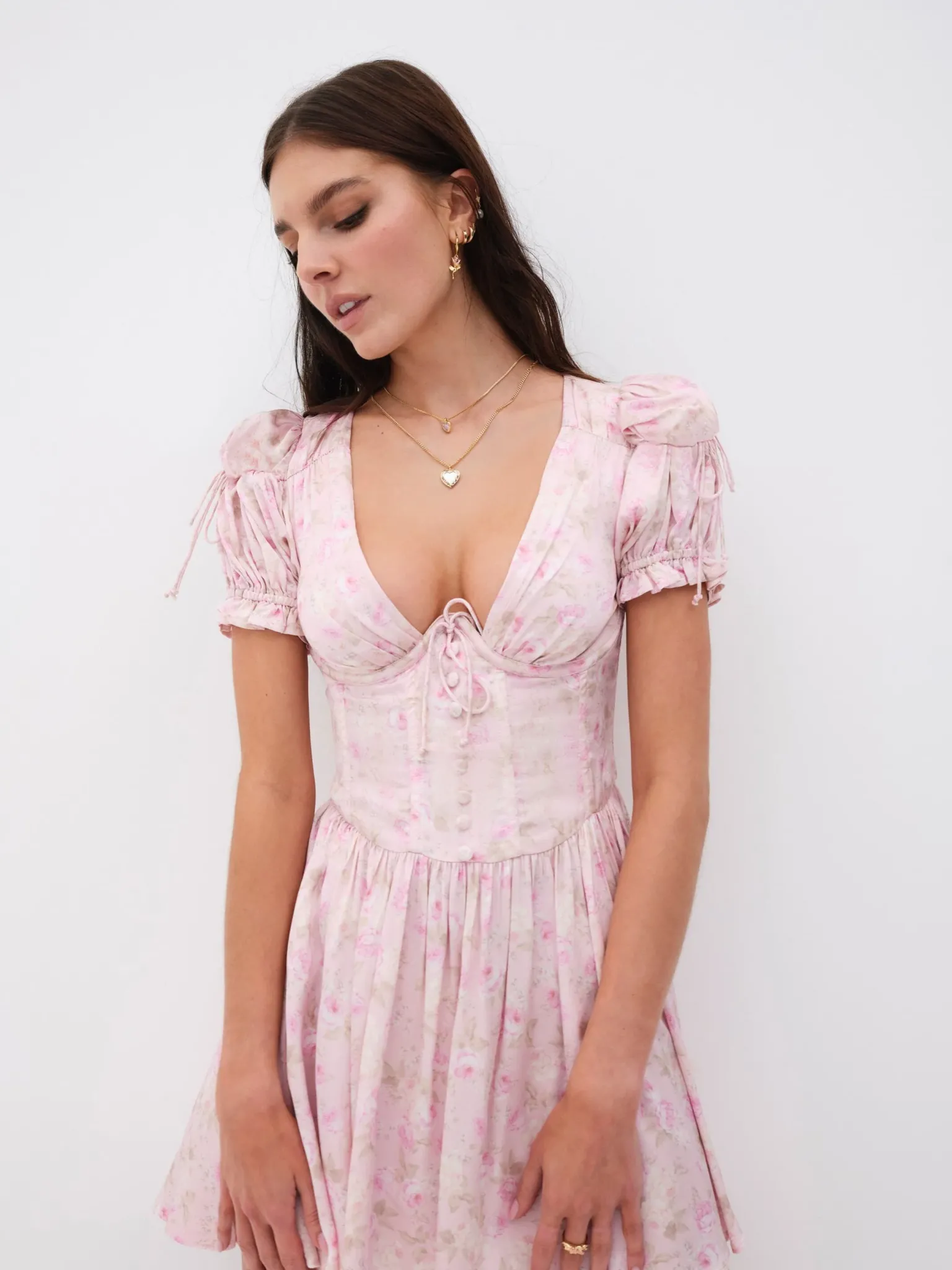 paulina_puff_sleeve_mini__1.webp Discount For Love & Lemons Paulina Puff Sleeve Mini Dress Pink