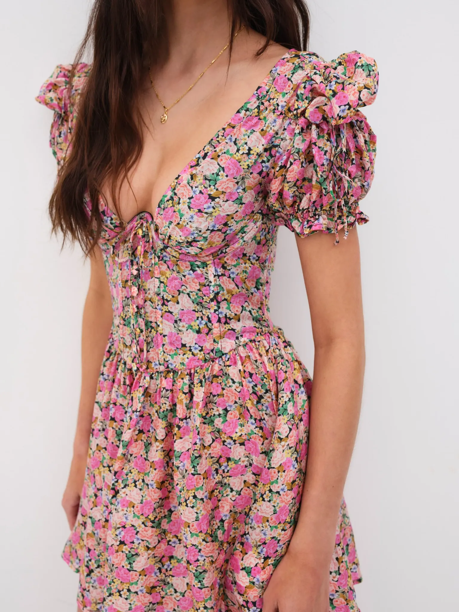 paulina_puff_sleeve_mini__2.webp Store For Love & Lemons Paulina Puff Sleeve Mini Dress Multi