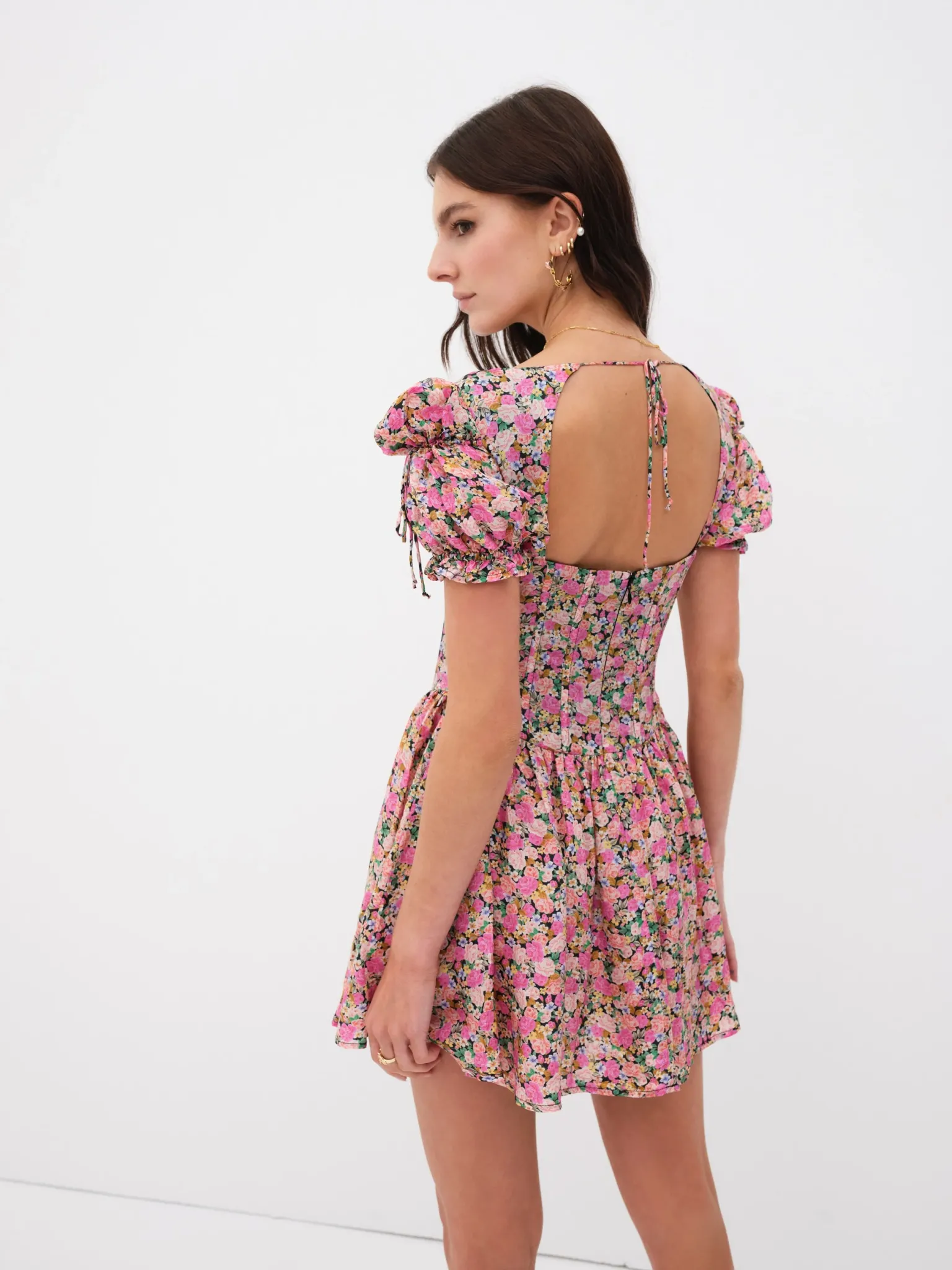 paulina_puff_sleeve_mini__3-1.webp Store For Love & Lemons Paulina Puff Sleeve Mini Dress Multi