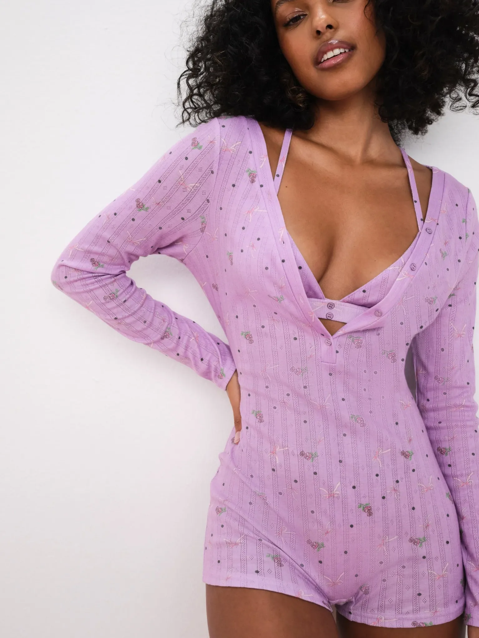 pointelle_deep_v_onesie_0.webp Cheap For Love & Lemons Pointelle Deep V Onesie Pink