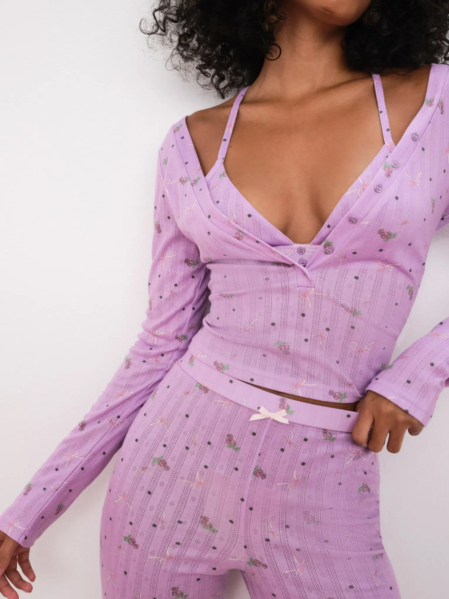 pointelle_long_sleeve_sle_1.webp Fashion For Love & Lemons Pointelle Long Sleeve Sleep Set Pink