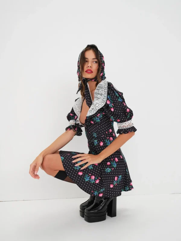 Online For Love & Lemons Raisa Mini Dress Black
