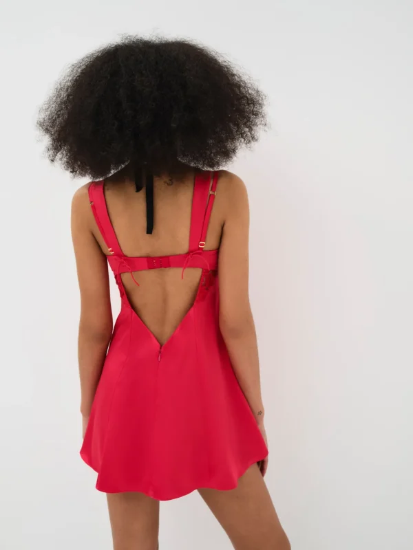 Fashion For Love & Lemons Romantic Roses Printed Slip Red