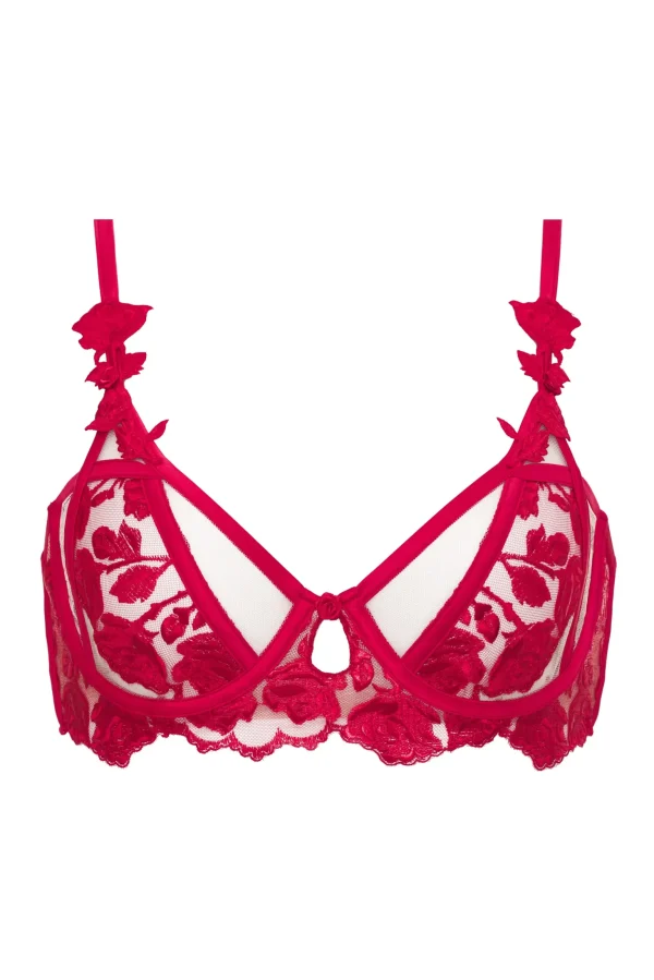 Hot For Love & Lemons Romantic Roses Underwire Bra Red