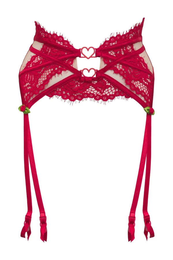 New For Love & Lemons Rosa Lace Garter Belt Red