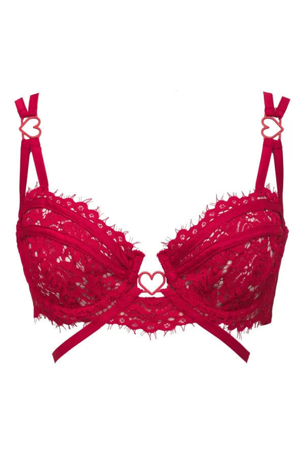 Cheap For Love & Lemons Rosa Lace Underwire Bra Red