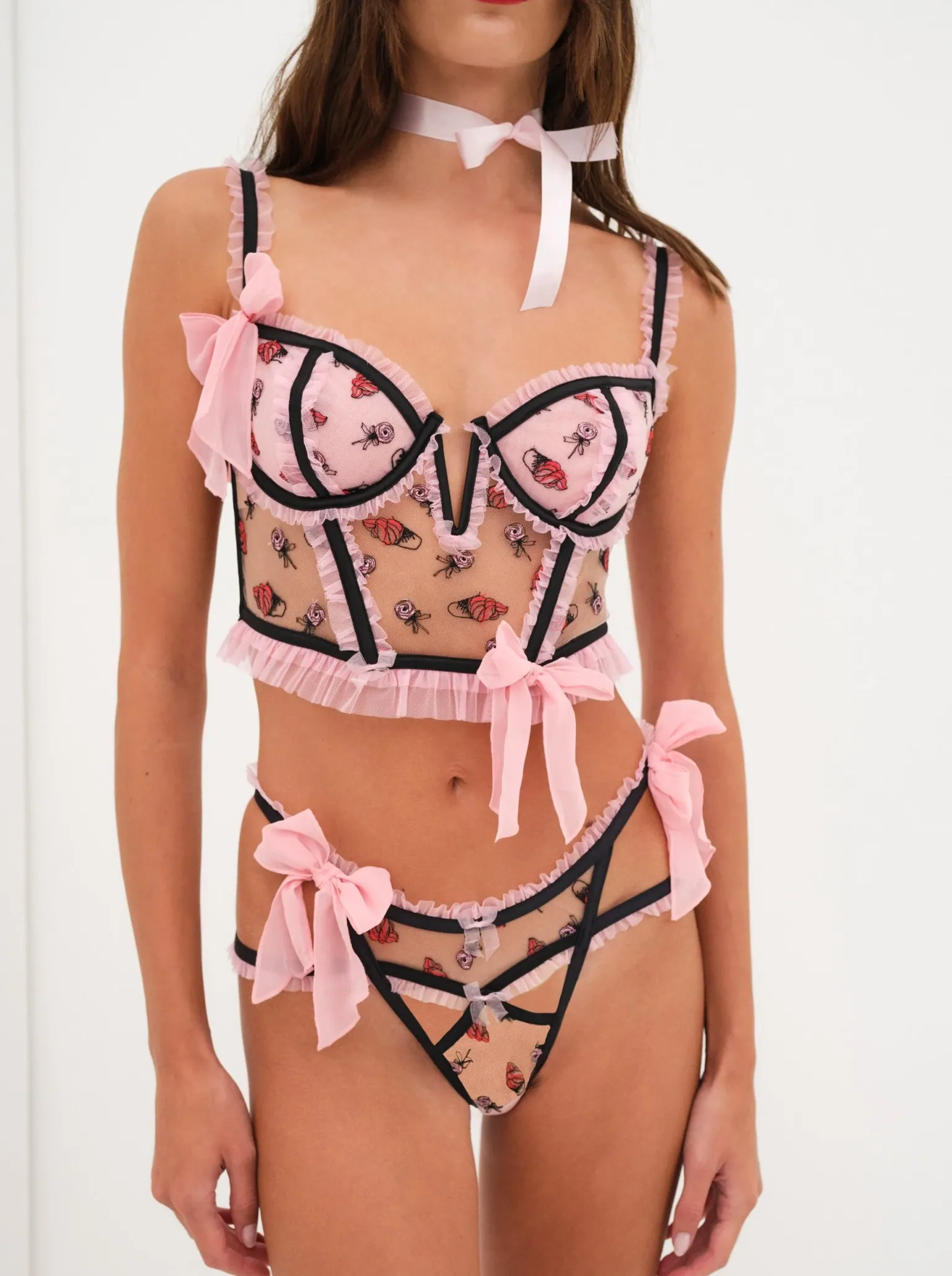 rosie_bow_bustier_3.webp Store For Love & Lemons Rosie Bow Bustier Black