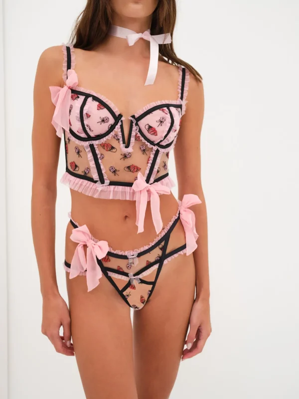 New For Love & Lemons Rosie Bow Panty Black