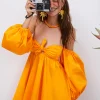 Store For Love & Lemons Saint Lucia Mini Dress Orange