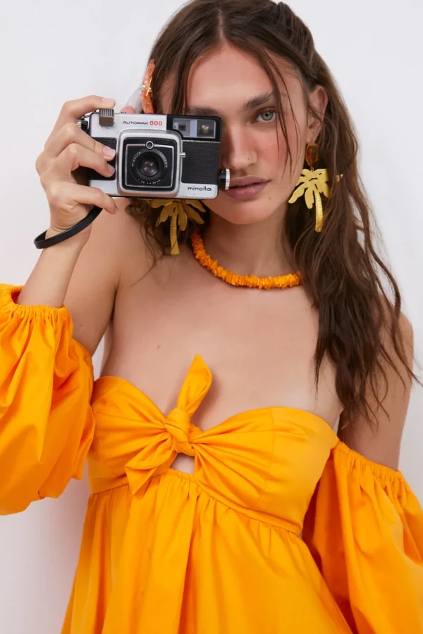 Store For Love & Lemons Saint Lucia Mini Dress Orange