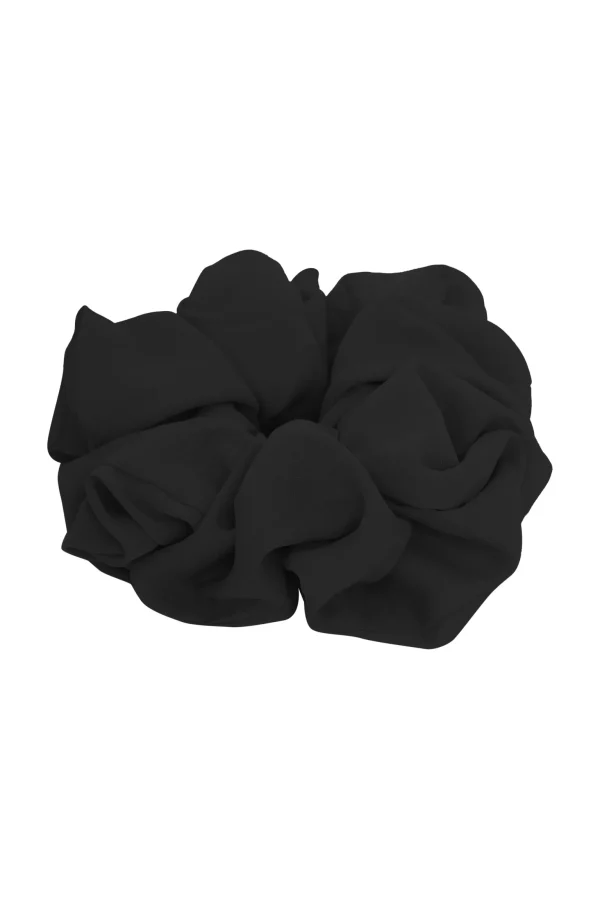 Clearance For Love & Lemons Satin Ruffle Thong & Scrunchie Set Black