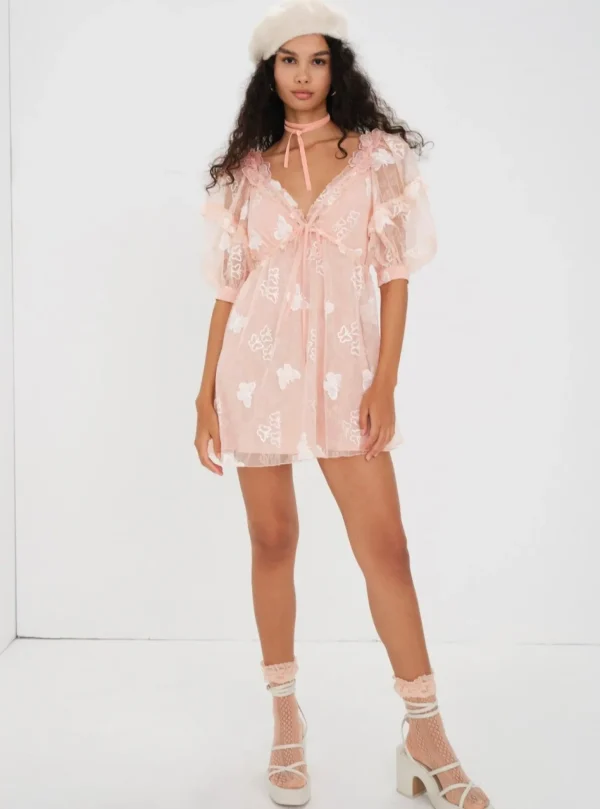 Online For Love & Lemons Shari Mini Dress Orange