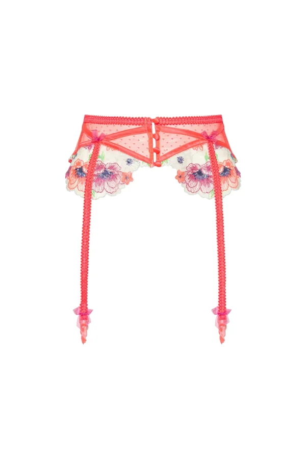 Store For Love & Lemons Shimmer Zinnia Embroidery Garter Pink