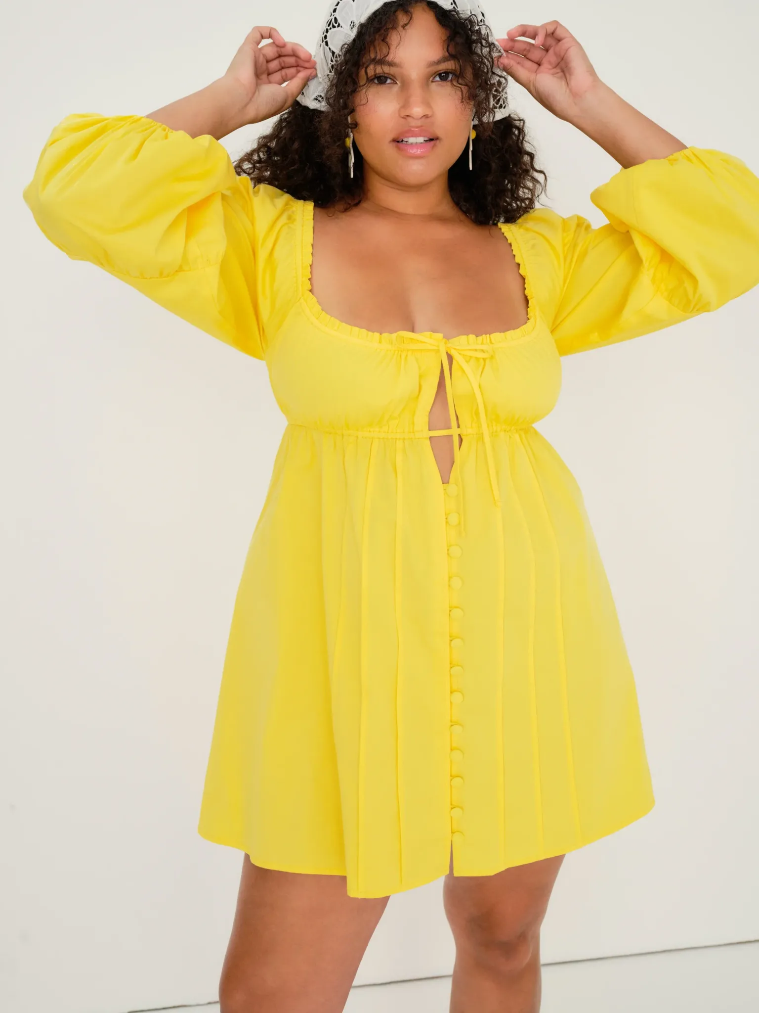 sierra_puff_sleeve_mini_d_4.webp Best Sale For Love & Lemons Sierra Puff Sleeve Mini Dress Yellow