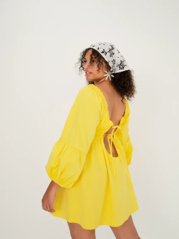 Best Sale For Love & Lemons Sierra Puff Sleeve Mini Dress Yellow