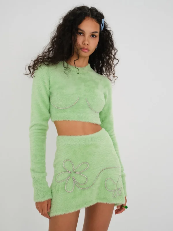 Flash Sale For Love & Lemons Sullivan Mini Skirt Green