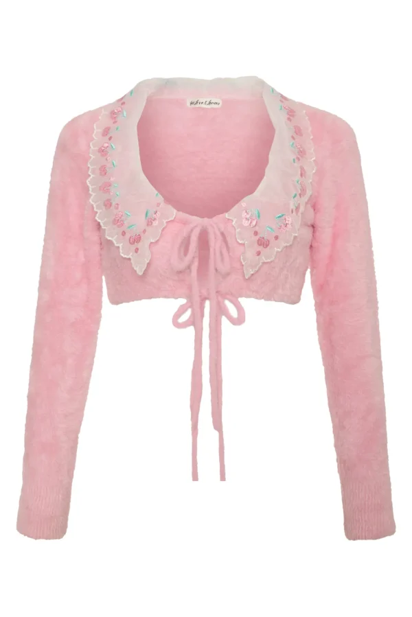 Online For Love & Lemons Sweet Cherries Cardigan Pink