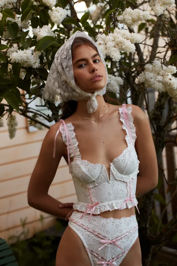 Flash Sale For Love & Lemons Swirl Eyelet Bustier White